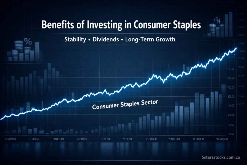 Stable growth chart representing benefits of investing in consumer staples stocks